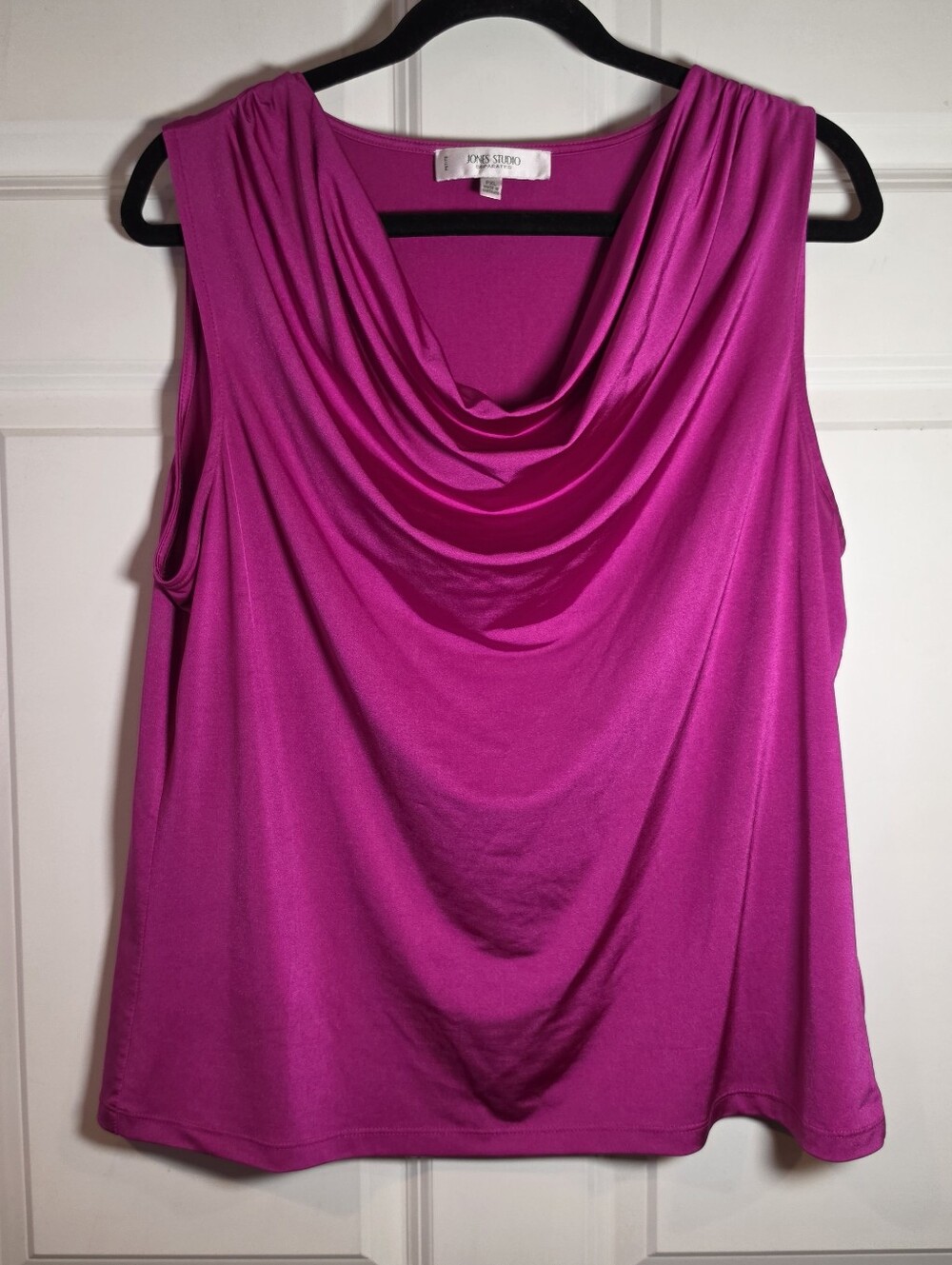 Jones Studio Fuchsia Draped Neck Sleeveless Top Petite XL minor flaws